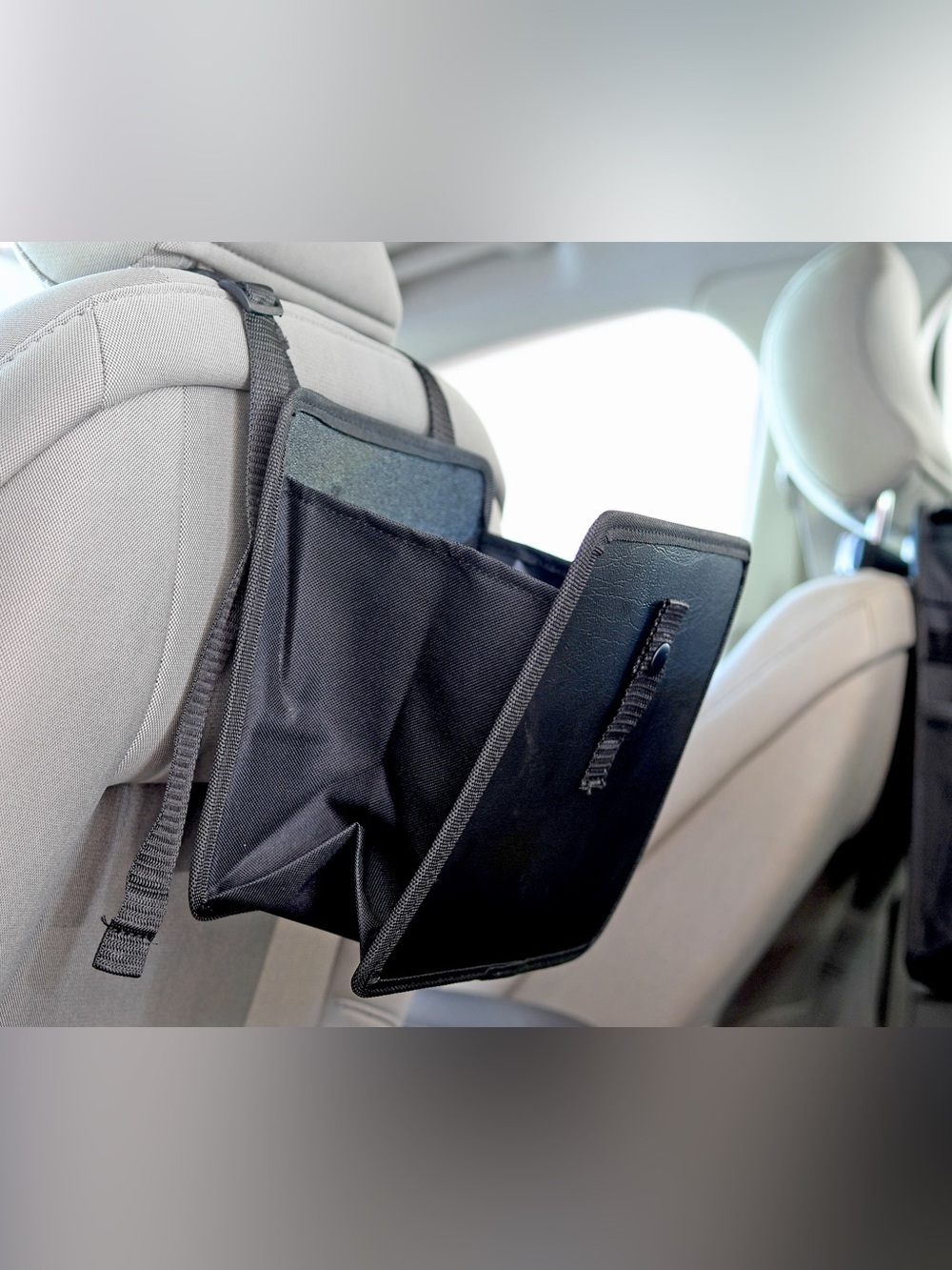 NEW KMMotors foldable black nylon hard sides car trash can